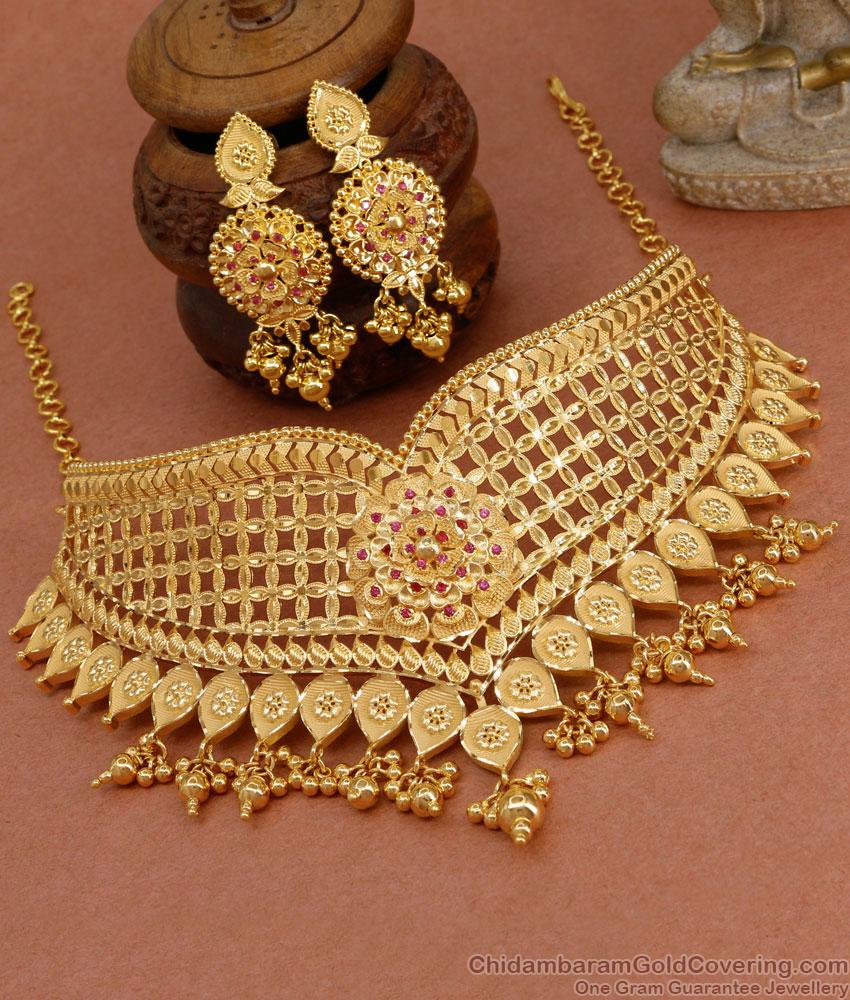 Buy Gold Forming Bridal Choker Necklace Set Design Online NCKN3974 Buy Gold Forming Bridal Choker Necklace Set Design Online NCKN3974