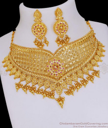Buy Gold Forming Bridal Choker Necklace Set Design Online NCKN3974