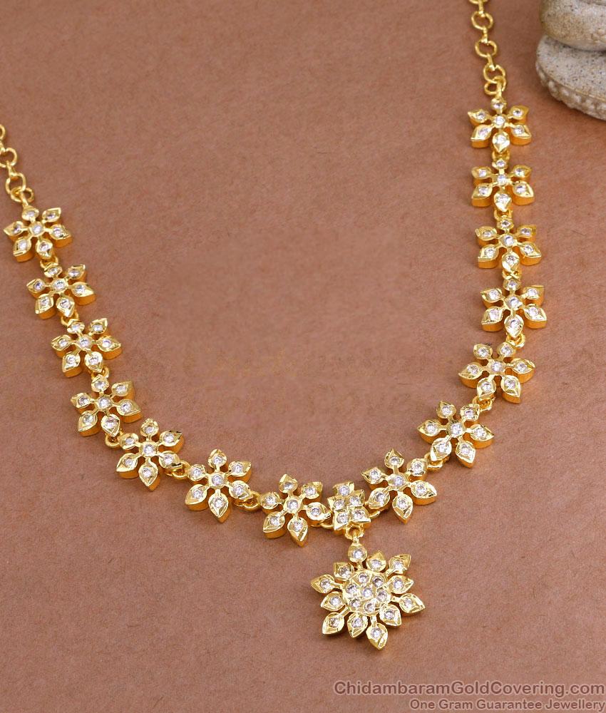 Original Impon Stone Necklace Floral Design Wedding Jewelry NCKN3975