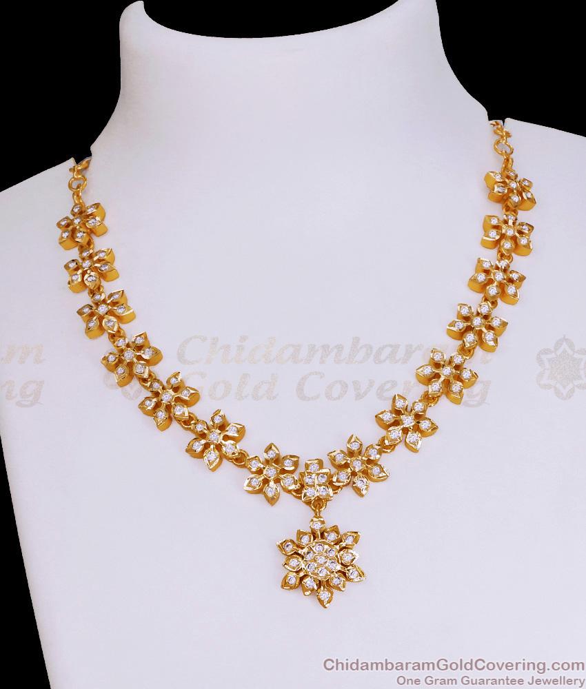 Original Impon Stone Necklace Floral Design Wedding Jewelry NCKN3975