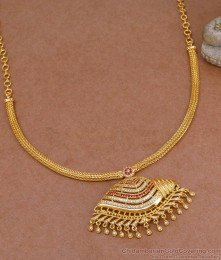 Beautiful Ruby White Stone One Gram Gold Necklace Sangu Design NCKN3979