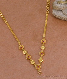 Stylish Ruby Stone Gold Plated Necklace Floral Design NCKN3981
