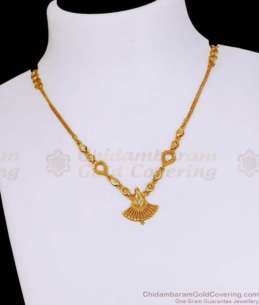 Plain One Gram Gold Necklace Light Weight Design Online NCKN3982