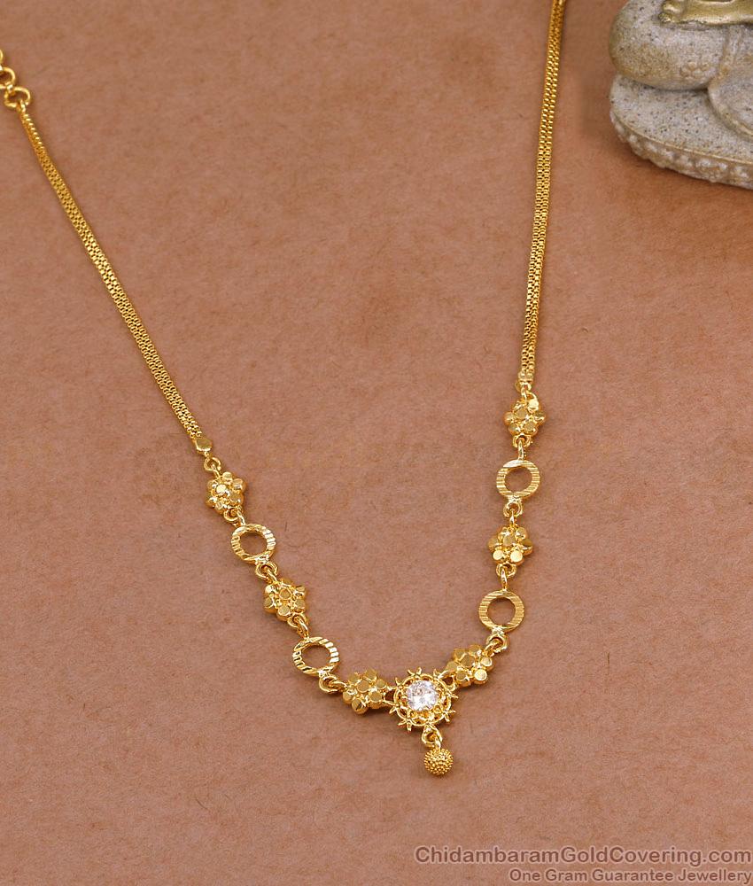 Beautiful White Stone Gold Imitation Short Necklace NCKN3983