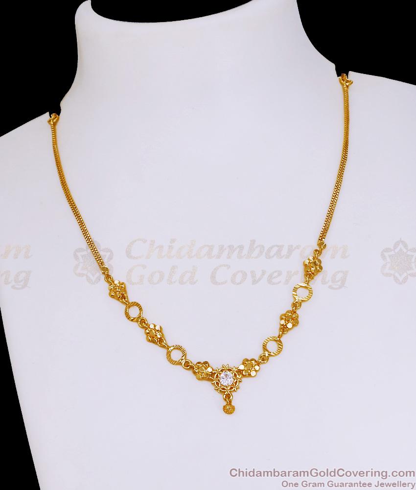 Beautiful White Stone Gold Imitation Short Necklace NCKN3983
