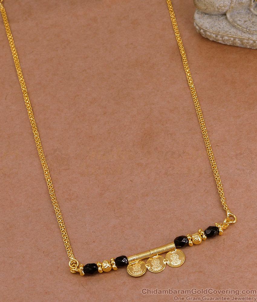 Traditional Black Beaded Lakshmi Coin Necklace Thali Design NCKN3985
