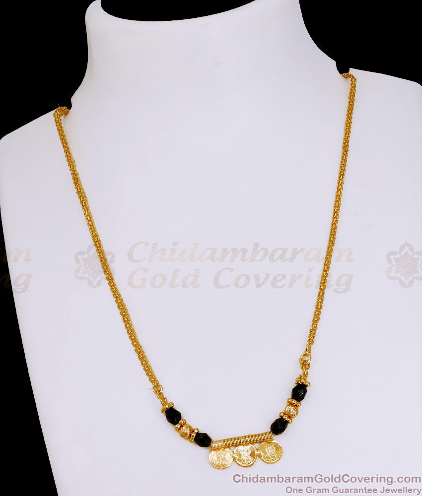 Traditional Black Beaded Lakshmi Coin Necklace Thali Design NCKN3985