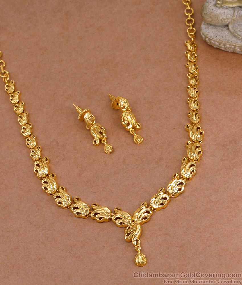 Stylish Bridal Wear Gold Imitation Necklace Tulip Flower Design NCKN3991