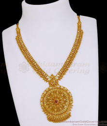 Beautiful Ruby Stone Floral Design Gold Imitation Necklace Online NCKN3993