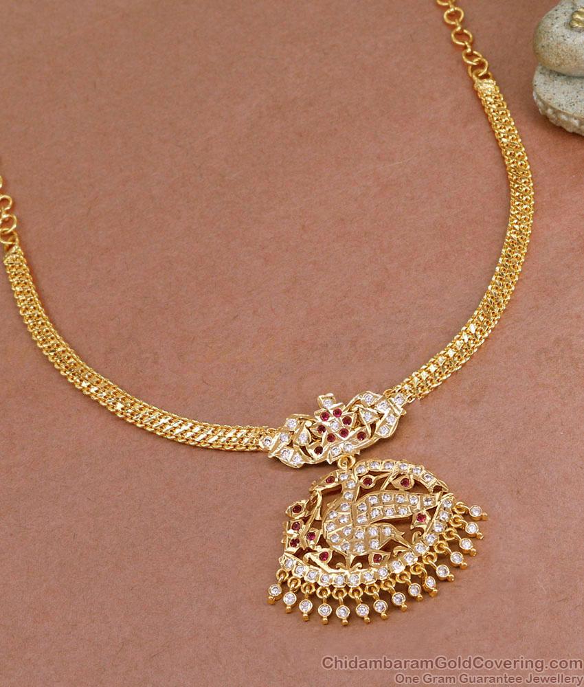 Original Impon Panchaloha Peacock Necklace 1 Gram Gold Jewelry NCKN3994