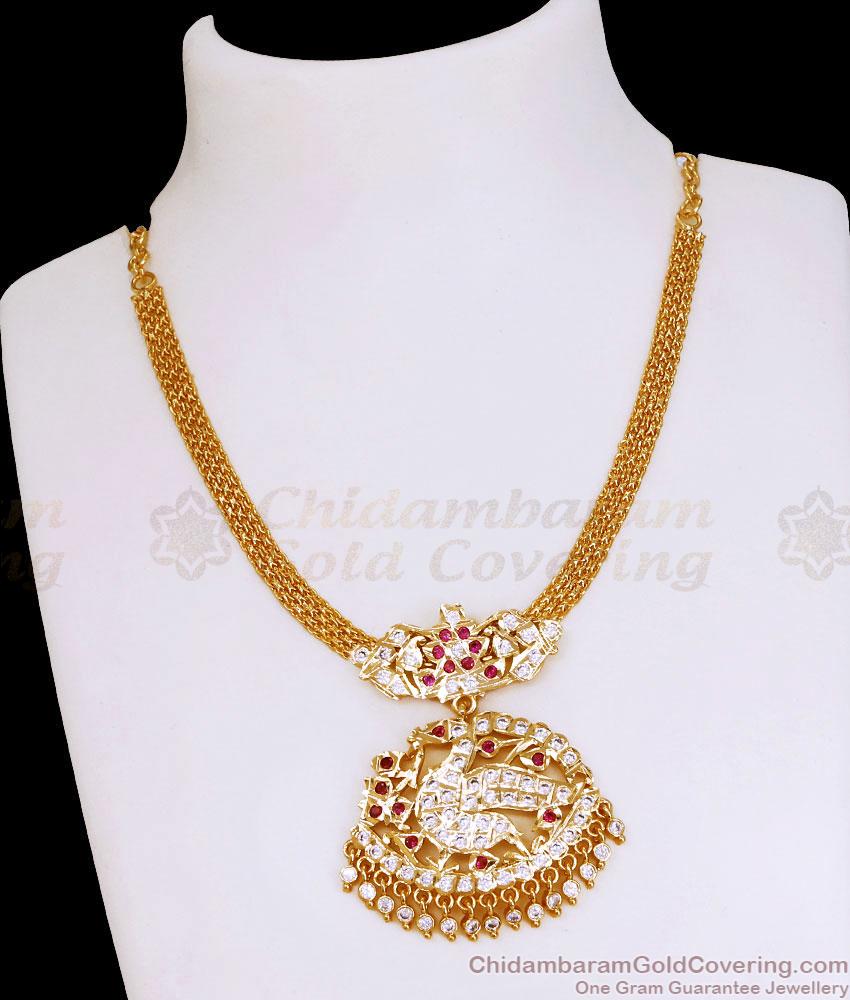 Original Impon Panchaloha Peacock Necklace 1 Gram Gold Jewelry NCKN3994