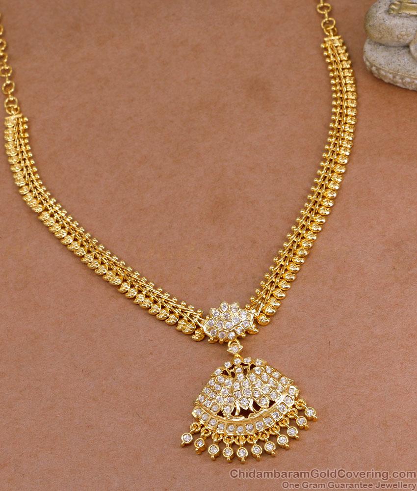 Stylish Bridal Wear Gold Imitation Mango Necklace With Impon Pendant NCKN3995