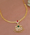 Traditional Ruby Green Stone Five Metal Necklace Design NCKN3997