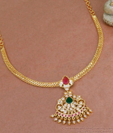 Traditional Ruby Green Stone Five Metal Necklace Design NCKN3997 Traditional Ruby Green Stone Five Metal Necklace Design NCKN3997
