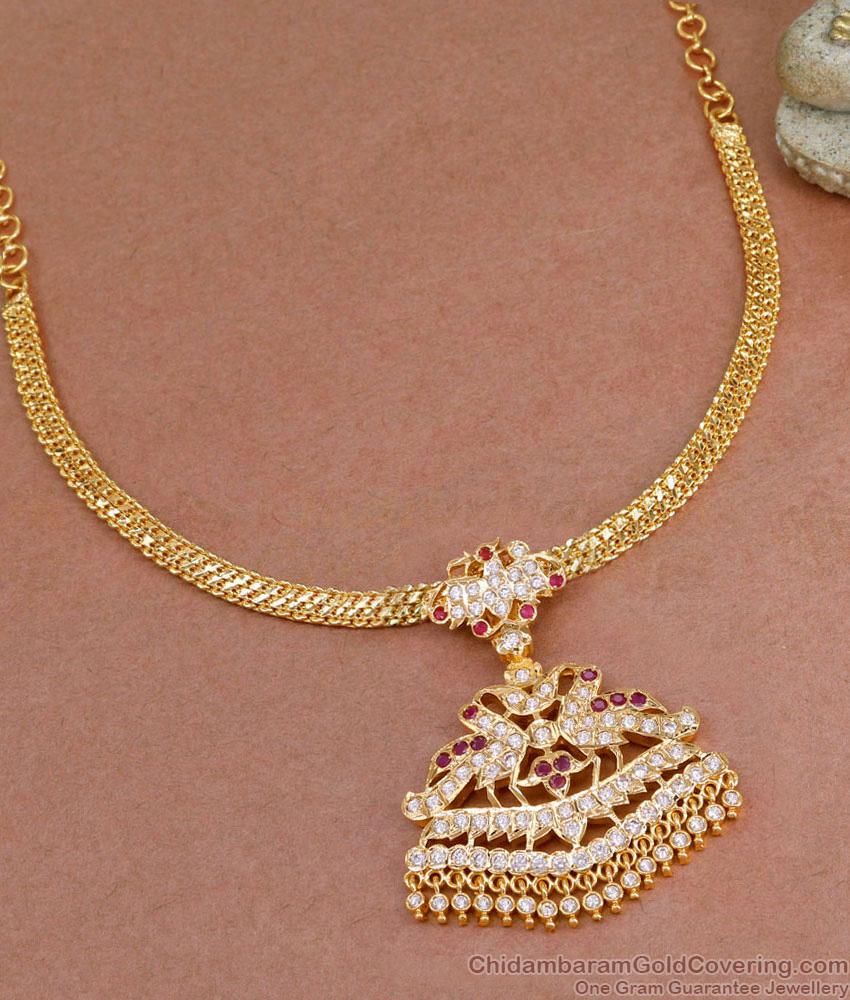 High Quality Peacock Design Ruby White Stone Impon Attigai NCKN3999