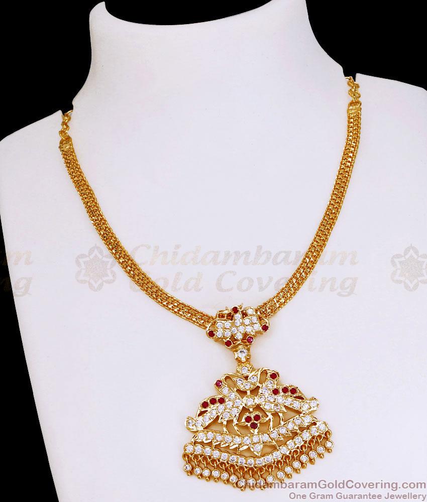 High Quality Peacock Design Ruby White Stone Impon Attigai NCKN3999