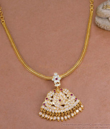 Latest Gajalakshmi Design Impon Gold Pendant Necklace Online NCKN4000 Latest Gajalakshmi Design Impon Gold Pendant Necklace Online NCKN4000