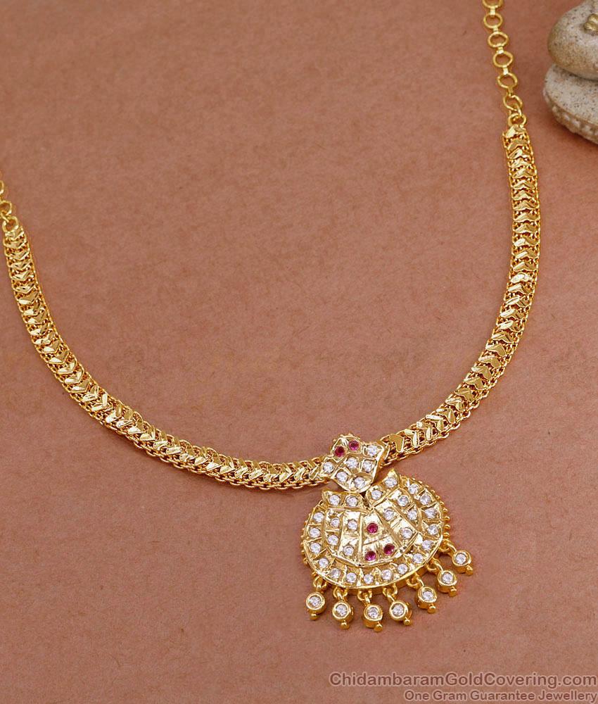 Beautiful Bridal Wear Impon Attigai Necklace With Stone NCKN4001