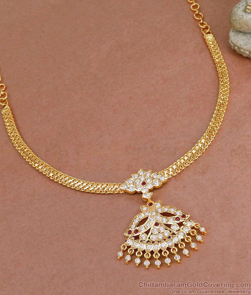 Elegant 1 Gram Gold Impon Stone Attigai Necklace For Women NCKN4005