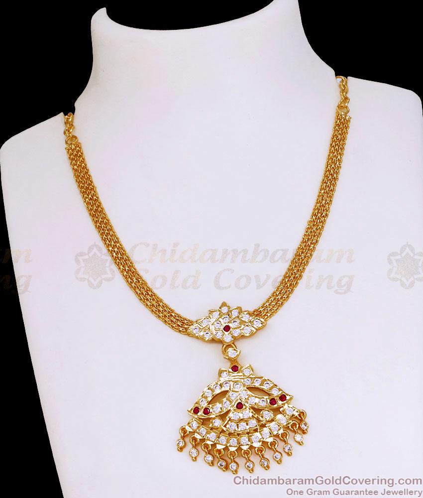 Elegant 1 Gram Gold Impon Stone Attigai Necklace For Women NCKN4005