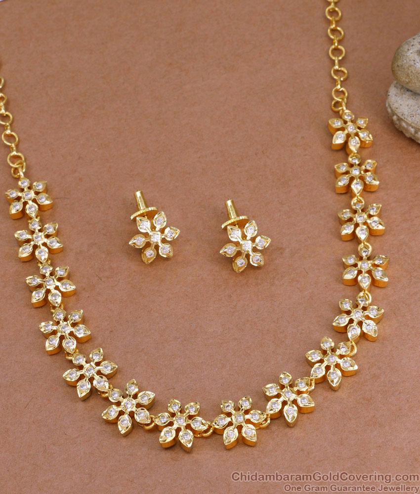 Premium Quality Floral Design Impon Necklace Earring Combo Set NCKN4006