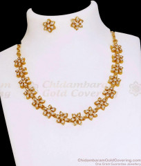 Premium Quality Floral Design Impon Necklace Earring Combo Set NCKN4006