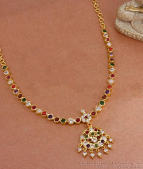 Traditional Navaratna Stone Impon Necklace Five Metal Jewelry NCKN4008 Traditional Navaratna Stone Impon Necklace Five Metal Jewelry NCKN4008