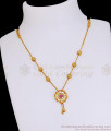 Buy One Gram Gold Floral Necklace Ruby White Stone Design NCKN4010