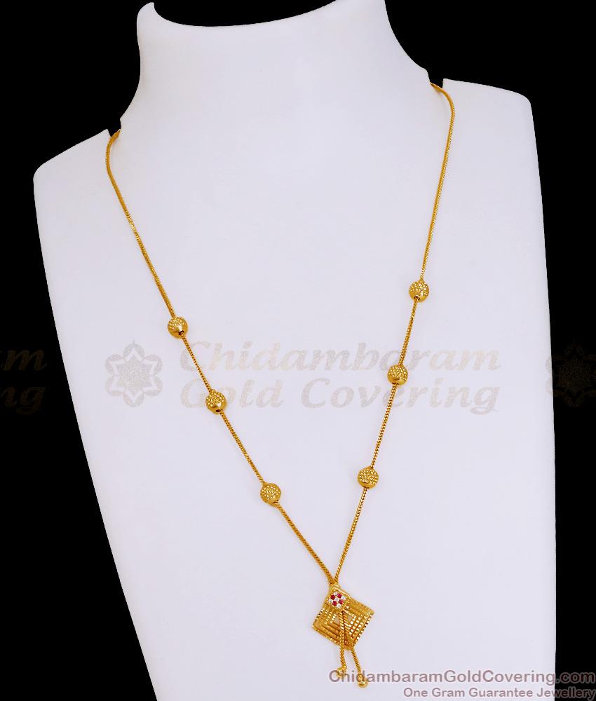 Trendy Gold Design Long Necklace Beads Design For Regular Use NCKN4013