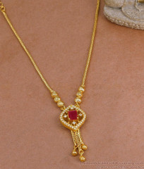 High Quality 1 Gram Gold Necklace Ruby White Stone Design Online NCKN4015 High Quality 1 Gram Gold Necklace Ruby White Stone Design Online NCKN4015