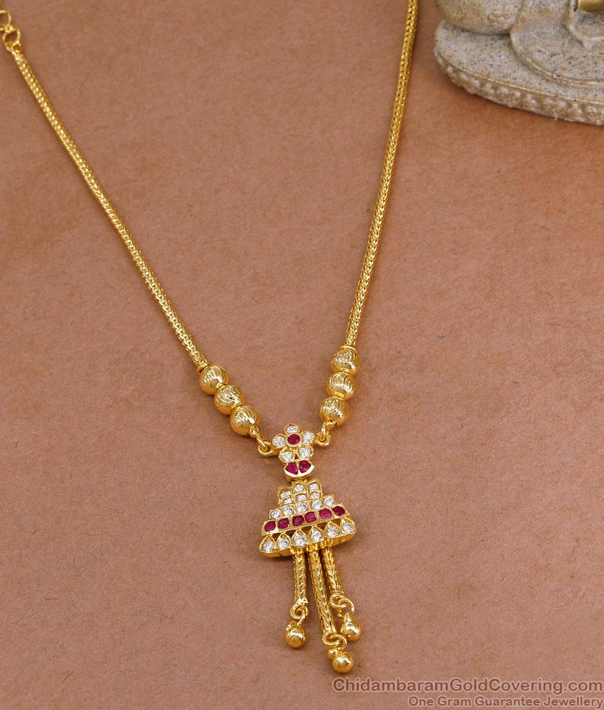 New Arrival Ruby White Stone Gold Imitation Necklace Design For Women NCKN4017