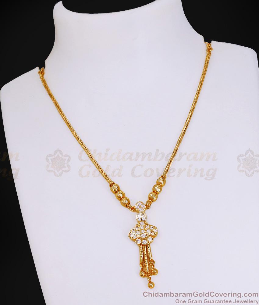 Latest Ad White Stone Gold Plated Necklace Design Festive Jewelry Collection NCKN4018