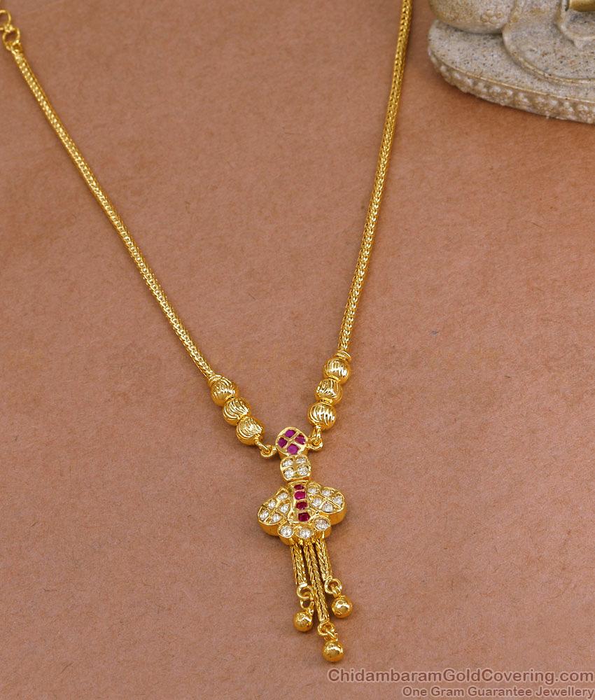 Pure Gold Tone Kodi Chain Design Stone Necklace For Women Fashion NCKN4019