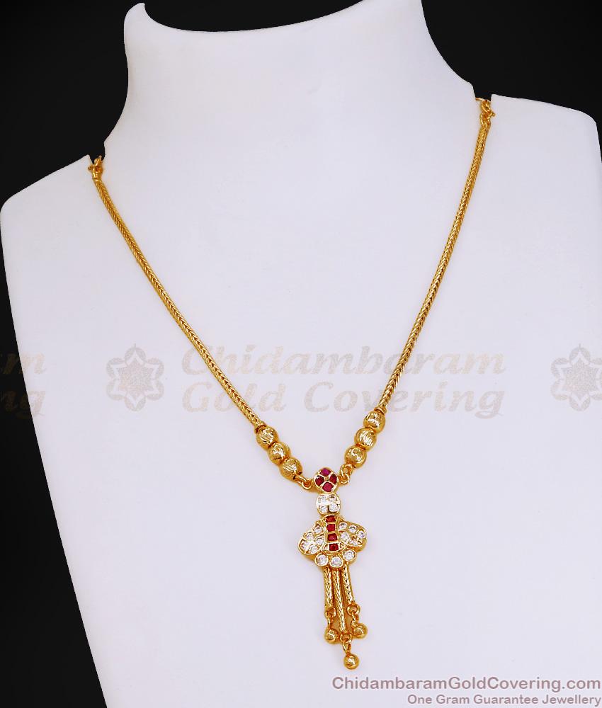 Pure Gold Tone Kodi Chain Design Stone Necklace For Women Fashion NCKN4019