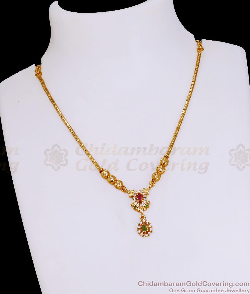 Light Weight Gold Imitation Necklace With Stone At Affordable Price NCKN4020