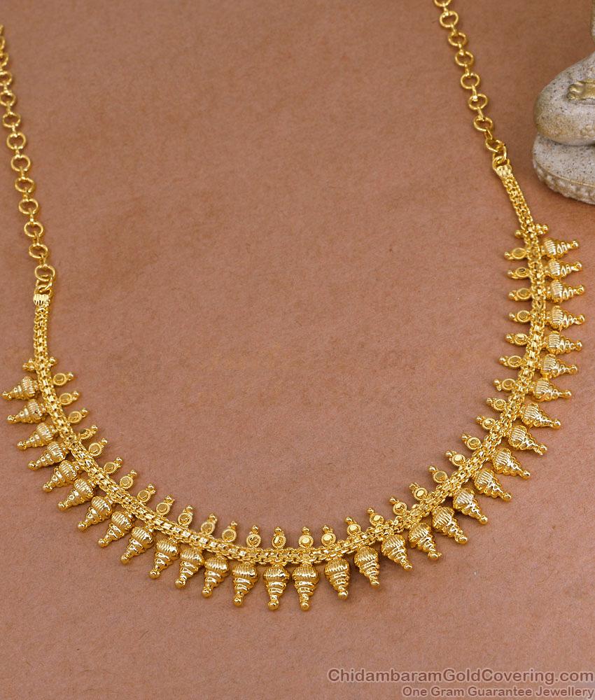 Simple Gold Design Big Mullai Mottu Necklace At Affordable Price NCKN4027