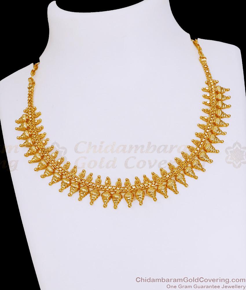 Simple Gold Design Big Mullai Mottu Necklace At Affordable Price NCKN4027