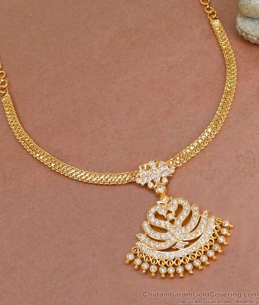 Full White Stone Dual Swan Impon Attigai Gold Imitation Jewelry NCKN4033