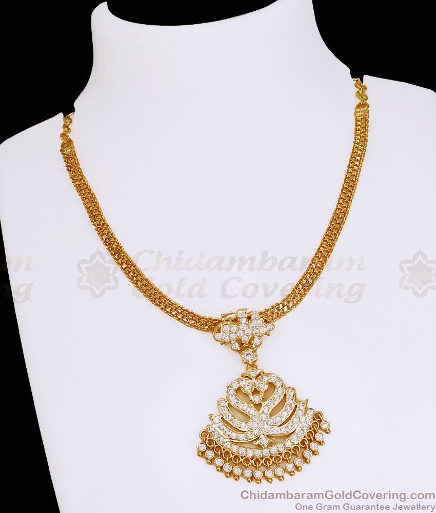 Full White Stone Dual Swan Impon Attigai Gold Imitation Jewelry NCKN4033