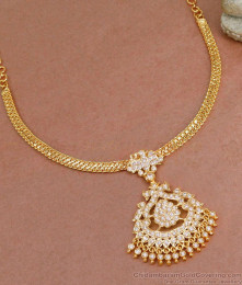 Bridal Wear White Stone Impon Necklace Gold Plated Chain Design NCKN4034 Bridal Wear White Stone Impon Necklace Gold Plated Chain Design NCKN4034
