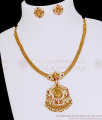 Five Metal Impon Attigai Lakshmi Design Necklace With Matching Studs NCKN4036 Five Metal Impon Attigai Lakshmi Design Necklace With Matching Studs NCKN4036