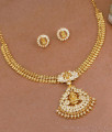 White Stone Gajalakshmi Impon Pendant Gold Plated Mango Necklace NCKN4039