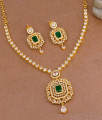 Stunning Emerald White Diamond Necklace Gold Imitation Jewelry Set NCKN4040