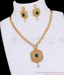 Stunning Emerald White Diamond Necklace Gold Imitation Jewelry Set NCKN4040 Stunning Emerald White Diamond Necklace Gold Imitation Jewelry Set NCKN4040