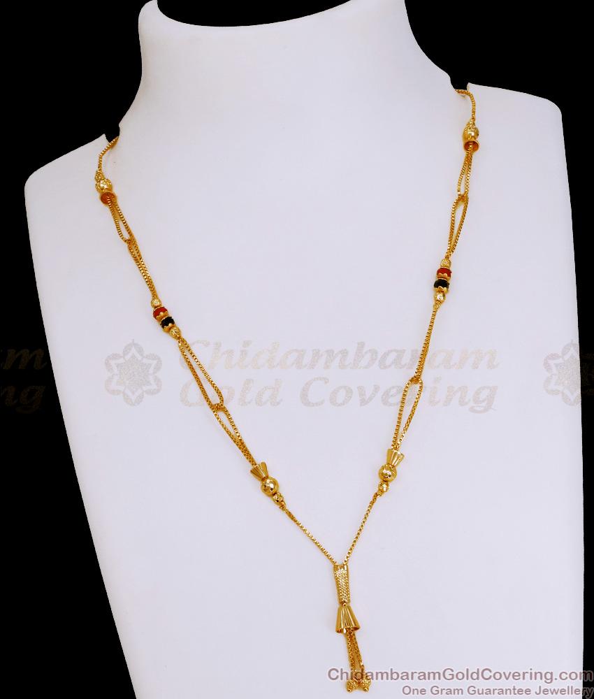 Traditional Red And Black Beads Gold Plated Necklace For Regular Use NCKN4046
