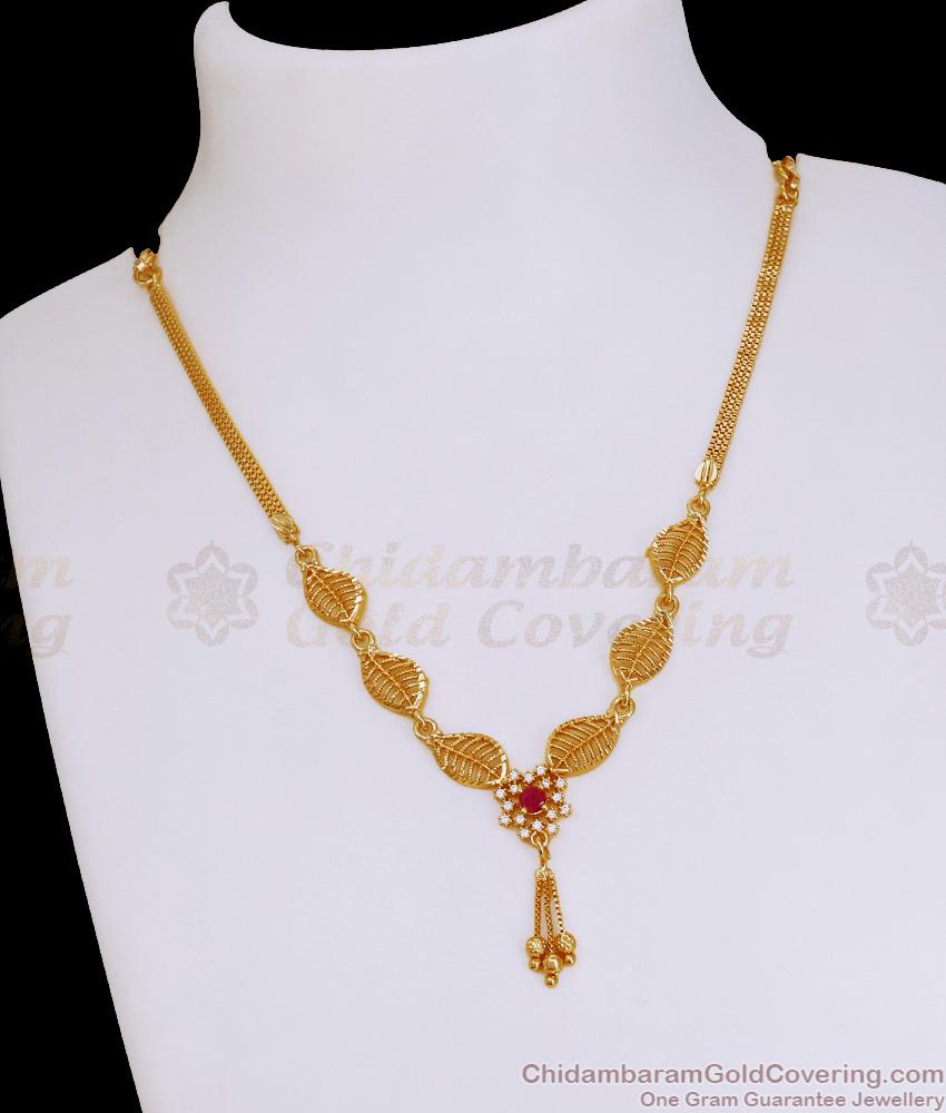 Trendy Ad Stone Floral Design Gold Necklace For Women Fashion NCKN4047