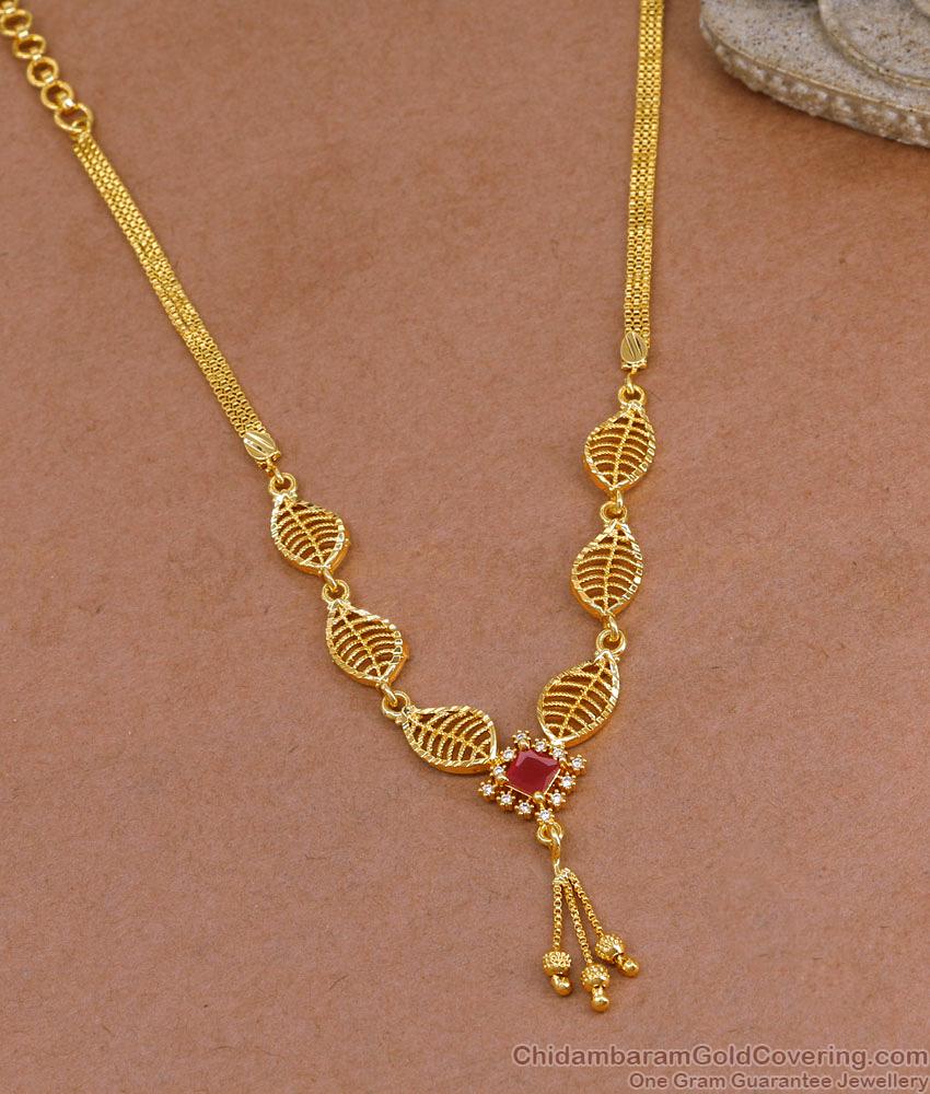 New Model Ruby Stone Flower Design Necklace Gold Imitation Jewelry NCKN4048