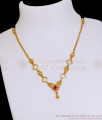Light Weight Single Ruby Stone 1 Gram Gold Necklace For Women NCKN4049