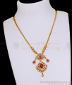 Beautiful Ruby White Stone Gold Imitation Necklace Festive Collection NCKN4052