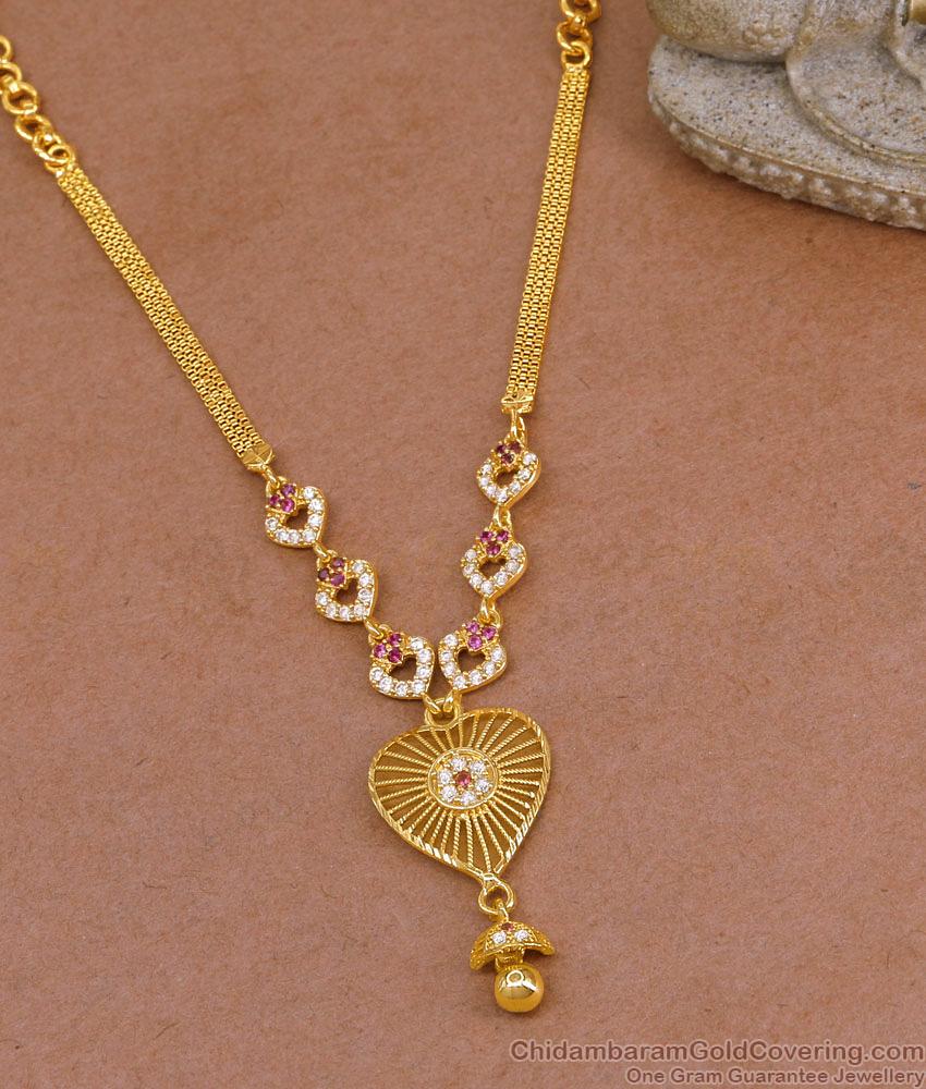 Party Wear Ad Stone Heart Shaped Gold Plated Necklace Online NCKN4055
